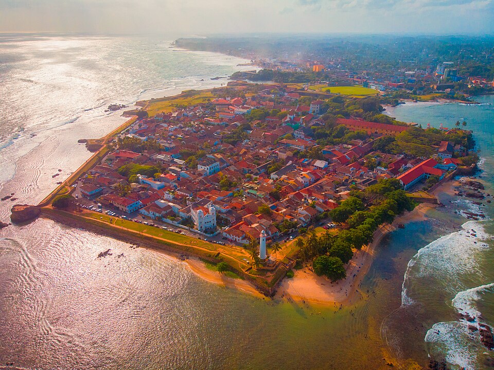 Warm evening light over Galle Fort and the Indian Ocean in Sri Lanka