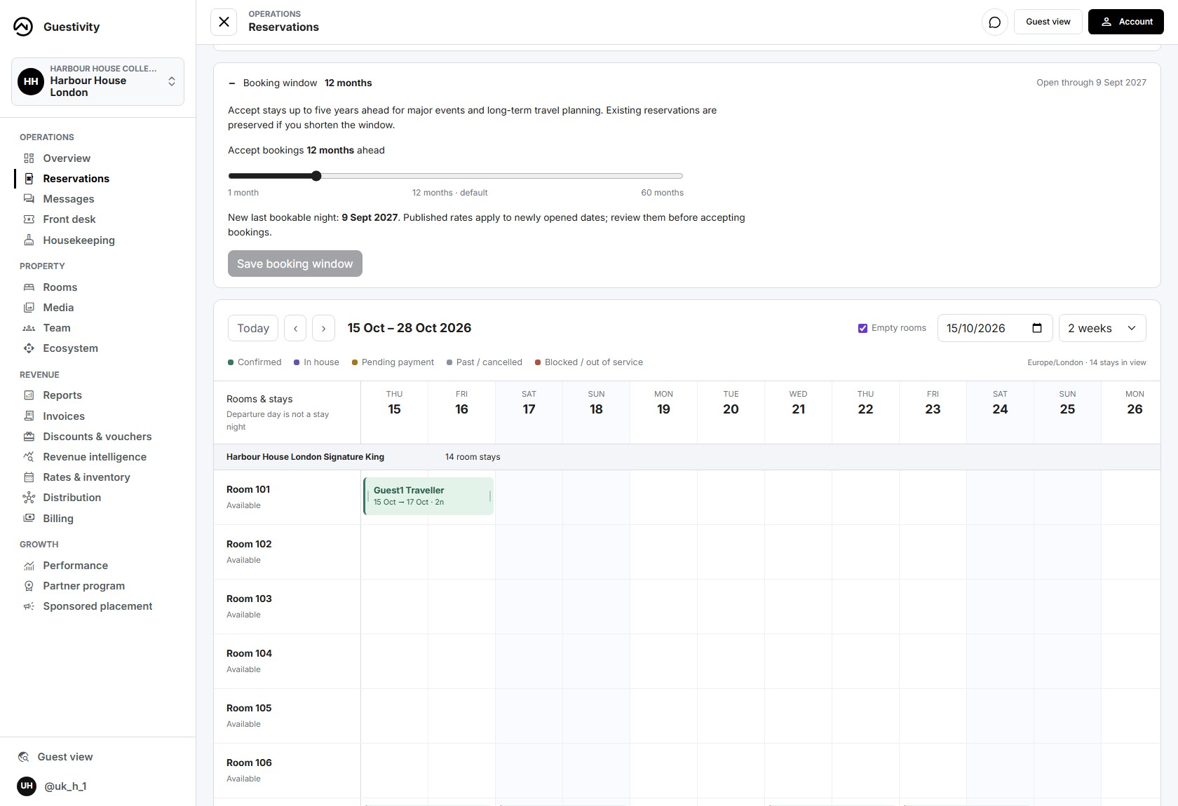 Expanded hotel booking window with a slider from 1 to 60 months, the default of 12 months and the last bookable date